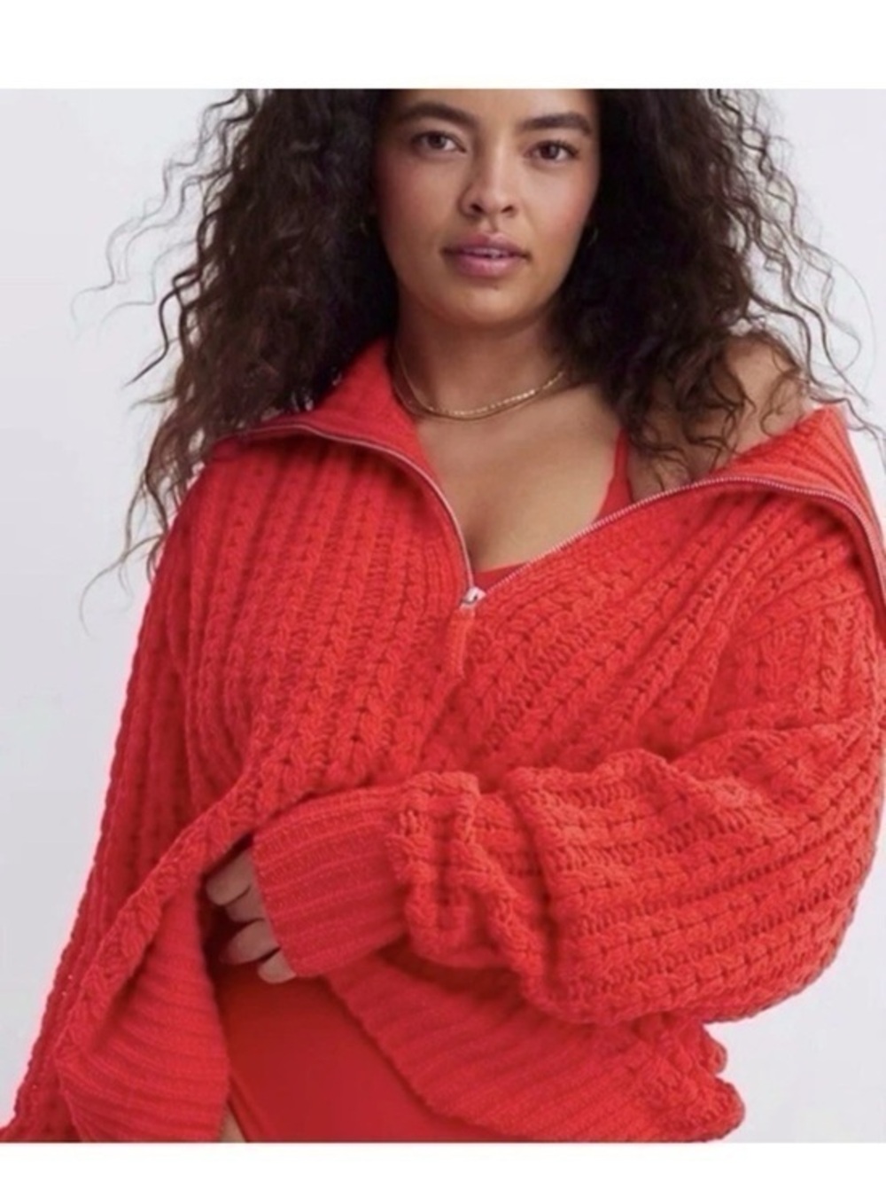 Aerie knit Quarter Zip Chunky Half Zip size Sweater M